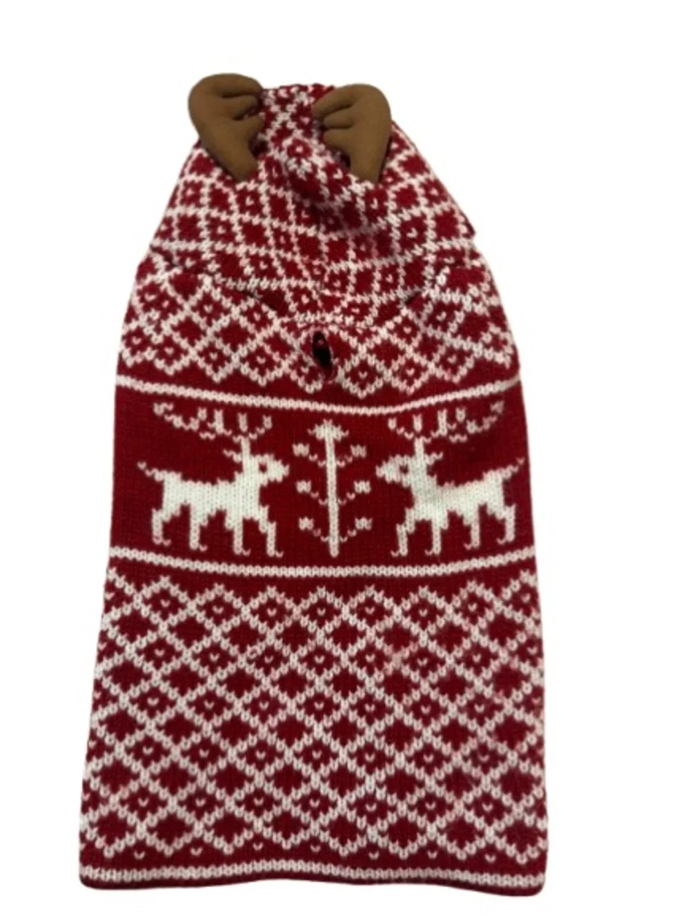 Red and Cream Fair Isle Reindeer Knit Pet Sweater